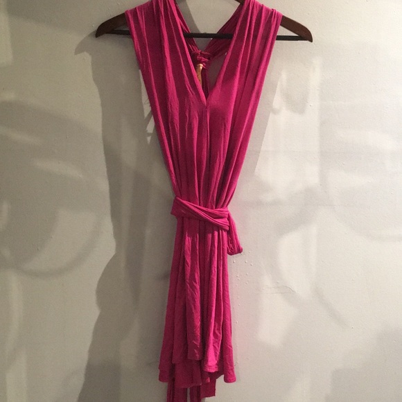 Pink mini dress with long wrap straps - Picture 4 of 7